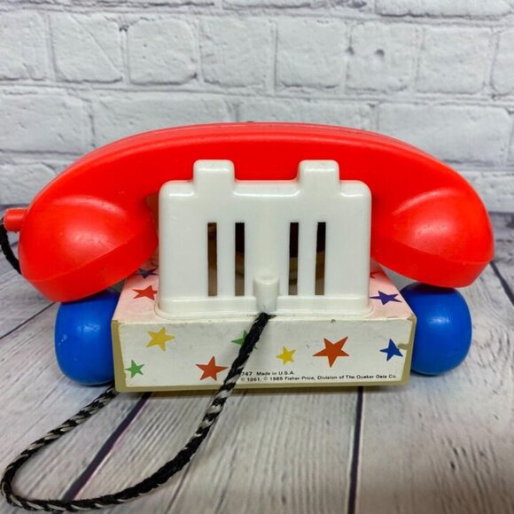 Vintage Fisher Price Pull Toy 1985 Chatter Phone 747 Telephone Moving Eyes Works - Picture 3 of 8